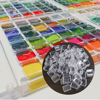 Mini boîtes à aquarelle pliables en plastique écologique de 0,5 ml, transparentes/blanches, demi-palettes vides pour peinture à l'huile et acrylique, idéales pour les voyages