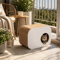 Lit pour chat en carton solide, moderne et minimaliste, respirant, avec griffoir en papier, maison de jeu pour chaton d'intérieur, meubles pour animaux de compagnie