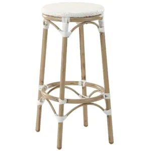 Оптовая продажа, мебель для кафе, алюминиевая рама, белый ротанговый барный стул для французского бистро