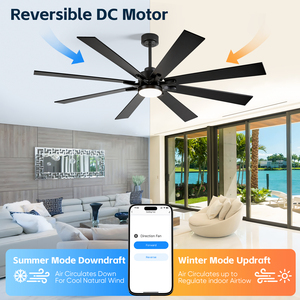 พัดลมเพดานอัจฉริยะขนาด 62 นิ้ว รุ่นขายดีปี 2025 ควบคุมผ่านแอป Tuya รองรับ Google <span class=keywords><strong>Alexa</strong></span> รีโมทคอนโทรล มอเตอร์ DC ไฟ LED ใช้ได้ทั้งภายนอกและภายในบ้าน เหมาะสำหรับโรงแรมและที่พักอาศัย - Product Image 5