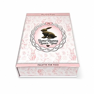Scatola di Carta per Palette Trucco di Lusso con Motivo Coniglio e Cioccolato, Design 'Some Bunny Loves You', OEM Etichetta Privata, Vendita all'Ingrosso - Product Image 4