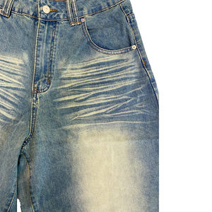 Shorts en jean <span class=keywords><strong>bleu</strong></span> <span class=keywords><strong>clair</strong></span> droits personnalisés pour hommes, streetwear, été, décontracté, hip hop, jorts pour garçon - Product Image 5