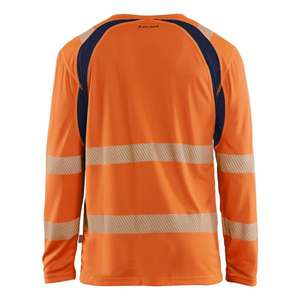 BLAKLADER - 359910135389S <b>Hi</b>-<b>Vis</b> UV-protected Long-sleeved T-shirt <b>Orange</b>/Navy blue - EAN 7330509932650 <b>HI</b>-<b>VIS</b> WORKWEAR - Product Image 2
