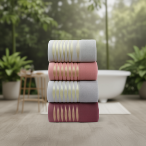 Set di Asciugamani da Bagno in Cotone di Lusso, Colori Misti con Motivo Geometrico, Rettangolari per Uso Domestico, Misura Adulto - Product Image 2