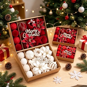 Wholesale 38Pcs Flocked <b>Christmas</b> Ball Ornament Set Velvet Texture Bauble <b>Gift</b> <b>Box</b> Packed Tree Hanging Decoration - Product Image 1
