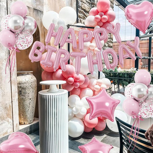 Lot de 19 ballons roses pour <span class=keywords><strong>anniversaire</strong></span>, kit de ballons rose bonbon pour la décoration de fête de fille, accessoires photo, décoration de célébration, vente en gros OEM - Product Image 3