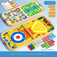 Jeu de société en bois multi-jeux pour enfants, 2 joueurs, avec Flick Chess, Serpents et Échelles, Bowling, Hockey sur glace, Cadeau pour fête de famille