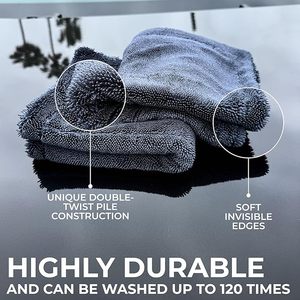 Serviette de nettoyage en microfibre tissée pour <span class=keywords><strong>voiture</strong></span> et cuisine, 1200/1400 GSM, séchage rapide, douce, super absorbante - Product Image 4