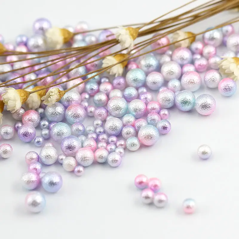 Resin Decorate Diy Creative 3/4/5 /6mm No Holes Imaitation ABS Acrylic Wrinkle Pearls Round Beads for Clothing Beads