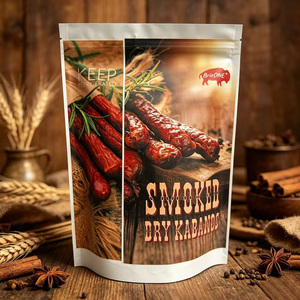 Bolsas de embalaje para alimentos congelados, impresas a medida, a prueba de olores, resellables, con cierre de cremallera, para carne seca y charcutería. - Product Image 1