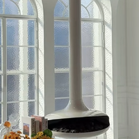 Cheminée à vapeur d'eau 3D suspendue, 360° °   Cheminée suspendue au plafond à flamme de brume rotative, taille personnalisée, décoration de villa et d'hôtel