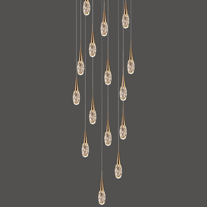 Điều khiển từ xa hiện đại Nordic pha lê ánh sáng mặt dây chuyền có thể điều chỉnh dài đèn chùm cho cầu thang trần cao - Product Image 6