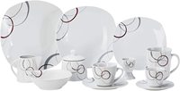 Service de table en porcelaine écologique de 62 pièces pour 6 personnes, compatible micro-ondes et lave-vaisselle