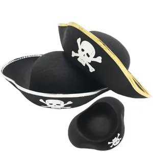 블랙 남자 해적 모자 Tricorn 모자 도매 저렴한 가격