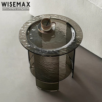 WISEMAX FURNITURE Table basse moderne de style nordique pour salon, table ronde en verre gris, table d'appoint pour canapé, pour hôtel, restaurant, café, villa