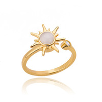 Bague géométrique en acier inoxydable plaqué or pour femme, design original, ajustable, idéale pour les fêtes, cadeau tendance