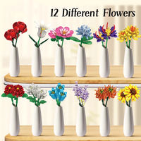Vente directe d'usine 12 en 1 briques bouquet de fleurs enfants ensemble de construction bricolage mini bloc briques végétales