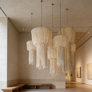 Pantalla <span class=keywords><strong>de</strong></span> Lámpara <span class=keywords><strong>de</strong></span> Macramé Estilo Bohemio con Detalles <span class=keywords><strong>de</strong></span> Borlas para Proyectos Hoteleros Eclécticos y Restaurantes Modernos - Product Image 6