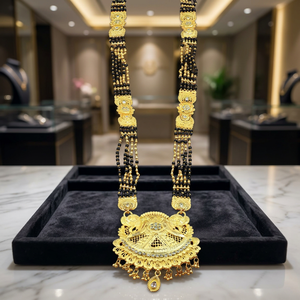 Wholesale 24K Micro Gold Plated AD Stone Long Mangalsutra With Big Pendant, Forming AD Mangalsutra, Traditional Wedding Jewelry. - Product Image 3