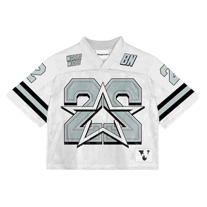 Op maat gemaakte bedrukte oversized mesh jersey unisex retro voetbal boxy cropped top jersey blank voetbal fashion t-shirts - Product Image 3