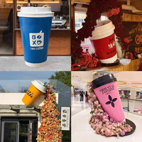 Sculptures décoratives sur pied en fibre de verre, personnalisées, grand format, en forme de tasses à thé au lait et à café, imperméables et résistantes aux UV
