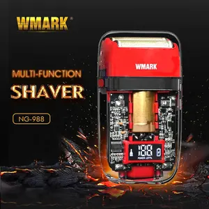 WMARK NG-988 पारदर्शी आवास बिजली पुरुषों पन्नी शेवर यूएसबी रिचार्जेबल इलेक्ट्रिक दाढ़ी trimmer