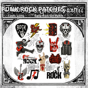 Parches Bordados Termoadhesivos con Diseño de Calavera Negra, Estilo Punk Rockero, Tema Musical de Guitarra, para Chaquetas y <span class=keywords><strong>Ropa</strong></span> - Product Image 2