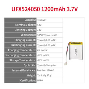 직판 UFX524050 배터리 3.7V 1200mAh 리포 배터리 셀 전자 제품용 - Product Image 2