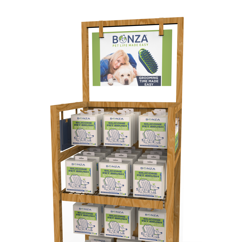 Hot Custom Pet Food Pegboard Display Rack Wooden Display Rack Supermarket Pet Retail Display Stand Hot Sale — view 3