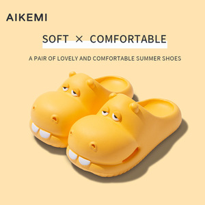 2026 Cute Hippo Pattern Summer <b>Slippers</b>, Thick Sole Cloud Feel Non-slip Slides for Women Indoor & Outdoor Wear - Product Image 2
