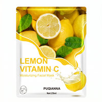 Masque facial en feuille de citron 25 ml, soin de la peau aux plantes et aux fruits, fabrication directe en usine OEM, nourrissant en profondeur et éclaircissant la peau