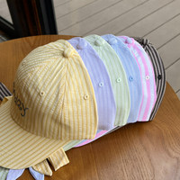 Gorra de Béisbol Deportiva con Letras Bordadas y Bloques de Color a Rayas para Ejercicio al Aire Libre, Correr, Ciclismo y Viajes