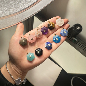 Ciondolo a Forma di Cuore in Quarzo Rosa Naturale, Avventurina Verde, Quarzo Bianco, Quarzo Fragola, Pietra Scintillante, Ciondoli e Charm alla Moda - Product Image 4