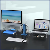 Support d'ordinateur transparent en acrylique sur pied, support de bureau en forme de U, étagère multifonctionnelle pour ordinateur portable, taille personnalisée