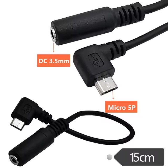 Right Angled Micro USB Male to 4 Pole 3.5mm Female Cable Cord for Active Clip Mic Microphone Converter Adapter 15cm