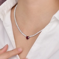 Collier ras du cou Hip Hop en argent sterling 925 blanc avec pendentif chaîne tennis et pierres rondes en moissanite personnalisées de 3 mm et 4 mm
