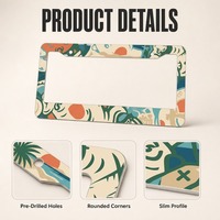Cadre de plaque personnalisé avec impression Palm Sunset, support de plaque en aluminium, décoration tropicale côtière, 31 x 16 cm