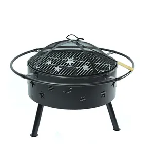 Thicken Steel Metal Bamboo Charcoal China Portable Folding Home Outdoor Hiking Camping BBQ Black Grill Oven
