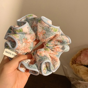 Nueva tela floral grande scrunchies dulce niña accesorios para el cabello gran impresión banda para el cabello scrunchies