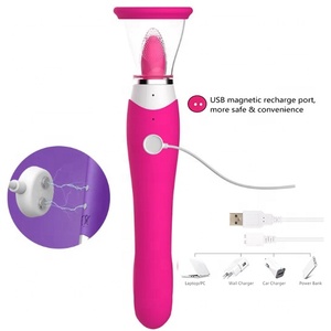 Nuovo <span class=keywords><strong>Dildo</strong></span> a Doppia Testa con Funzione di Leccata per Donne, Stimolazione del Punto G e Clitoridea, Impermeabile, Ricaricabile USB, 10 Modalità - Product Image 3