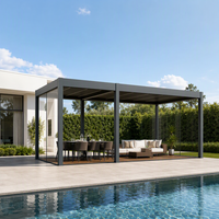 Gazebo motorisé en aluminium écologique et recyclable pour les repas en plein air des hôtels et les zones de loisirs au bord de la piscine