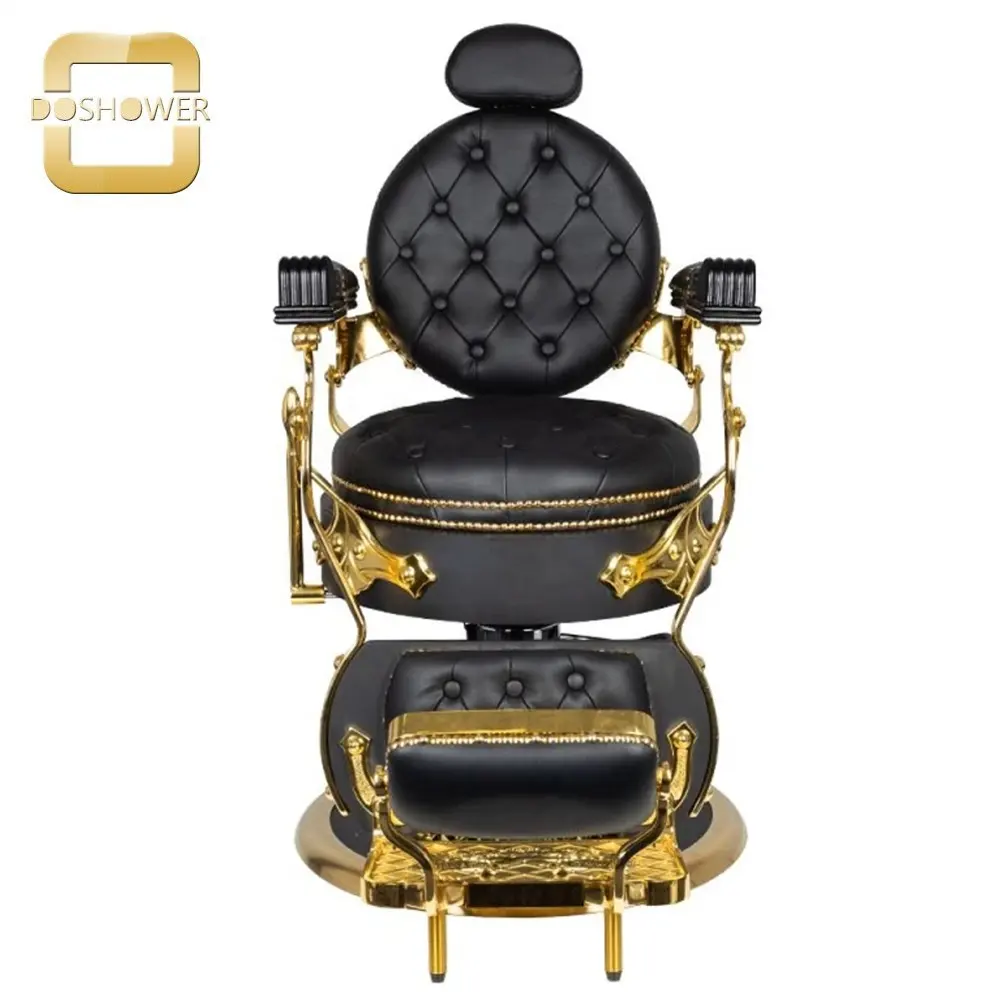black old fashioned barber chairs supplier with barber customer waiting chair for barber mirror and chair sets manufacturer