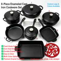 Ensemble de cuisine 8 pièces en émail, casseroles, poêles en fonte, faitout, poêle à frire, compatible LFGB FDA, pour cuisinière à induction, pour la cuisine