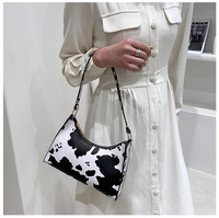 Sac à bandoulière pour femme, sac à main en cuir PU noir imprimé léopard, sac à main simple pour filles et femmes