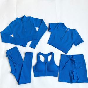 Conjunto de Ropa Deportiva Activa para Mujer, 5 Piezas, Personalizada al por Mayor, sin Costuras, Acanalada, para Gimnasio, Yoga y Entrenamiento - Product Image 6