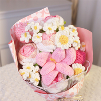 Bouquet de roses artificielles au crochet fait main pour la Saint-Valentin, la fête des mères, Noël, la remise des diplômes, les mariages, la fête des enseignants