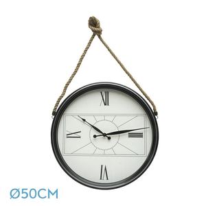 Orologio da parete nero, 50 cm, con meccanismo a molla e lancette a forma di spada, ideale per decorazione e per misurare il tempo. - Product Image 1