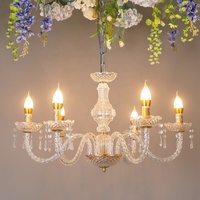 6/8/12 têtes Led bougie en cristal lustre plafonnier événements Banquet salle suspension suspension lampe pour restaurant hôtel mariage