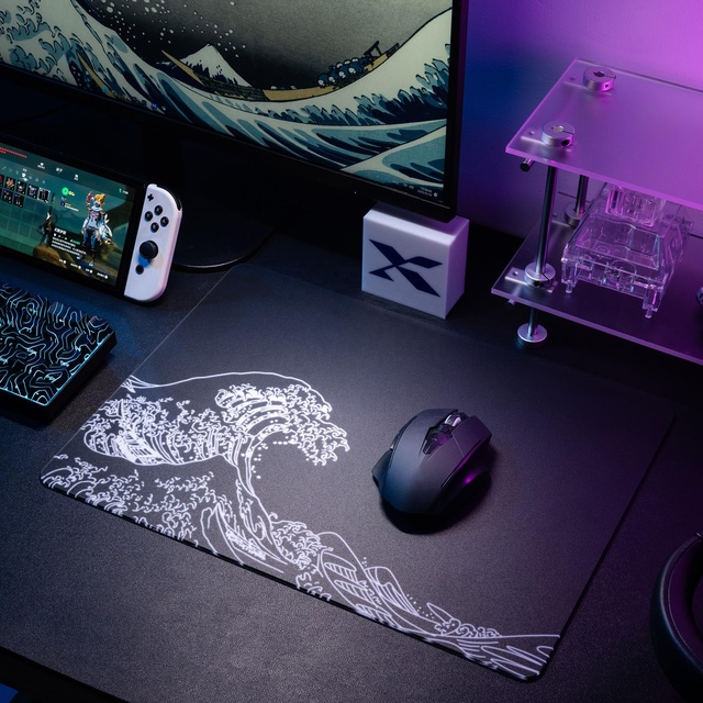 Black Custom Glass Desk Mat Non-Slip Play Pad Writing Mat Desk Glass Mouse Pad Waterproof Easy Clean Glass Desk Pad for Office