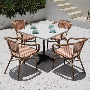 Juego de Mesa y Sillas de Comedor Estilo Bistro de Jardín Francés Vintage, Silla de Ratán Apilable para Patio, para Bodas al Aire Libre, Hoteles y Restaurantes - Product Image 2